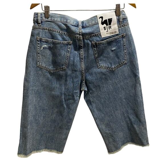 Sandrine Rose Free People Original Blue Raw Hem Denim Bermuda Shorts Sz 28 New - Picture 5 of 8